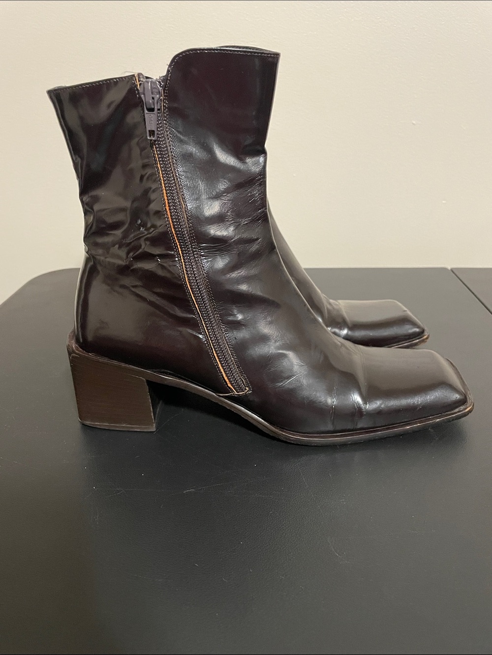 Truman’s Dark Brown Patent Leather Ankle Boots Size 39